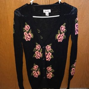 Black & floral cardigan